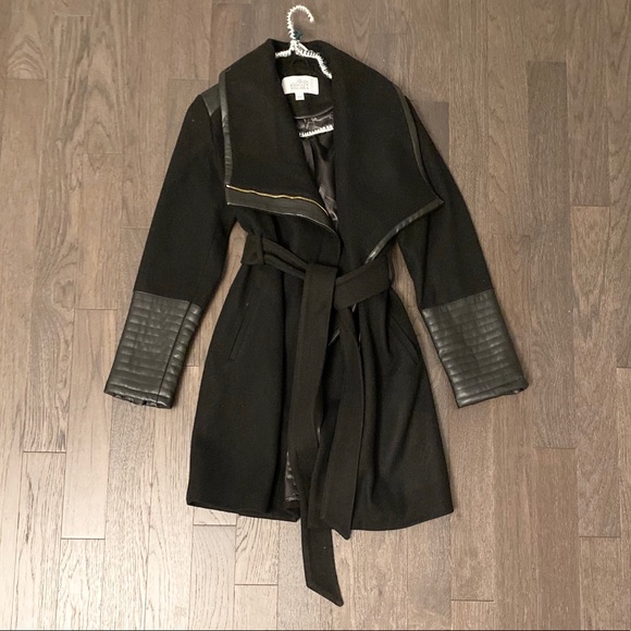 Badgley Mischka Jackets & Blazers - Belle Badgley Mischka Black Coat w/Leather Details